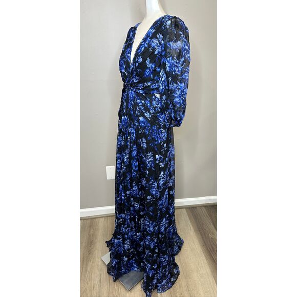 ML MONIQUE LHUILLIER Women's Floral Knot-front Maxi Dress In Ikat US6 $695 - Picture 5 of 10